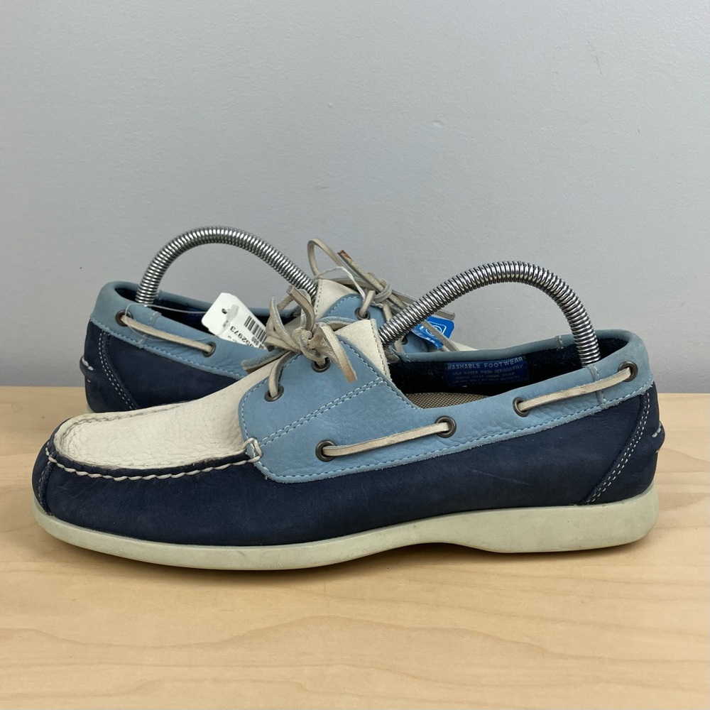 Rockport Men’s Size 8.0 M Classic 2 Eye Leather Boat Shoes Blue Navy White - Picture 3 of 12